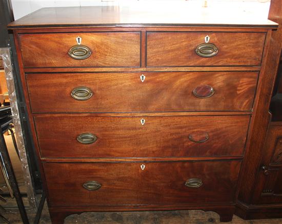 Regency mahogany chest, fitted two short and three long drawers(-)